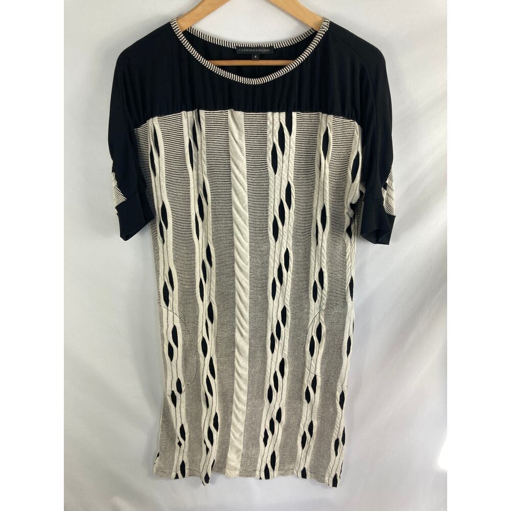 Chris McLaughlin Knit Stretch Tan Black Dress Size 4